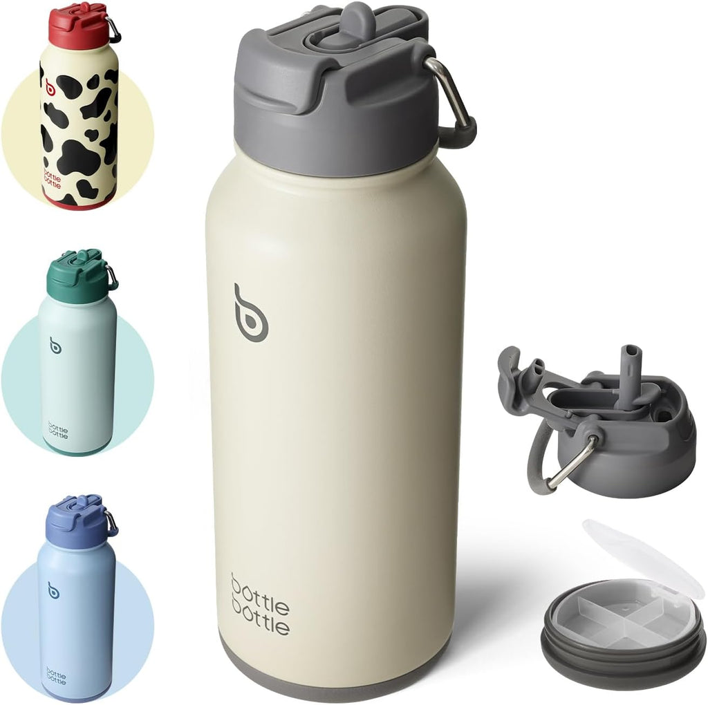 HYDOVEX BOTTLE 850ml (30oz) Insulated Water Bottle with Straw and Pill Holder