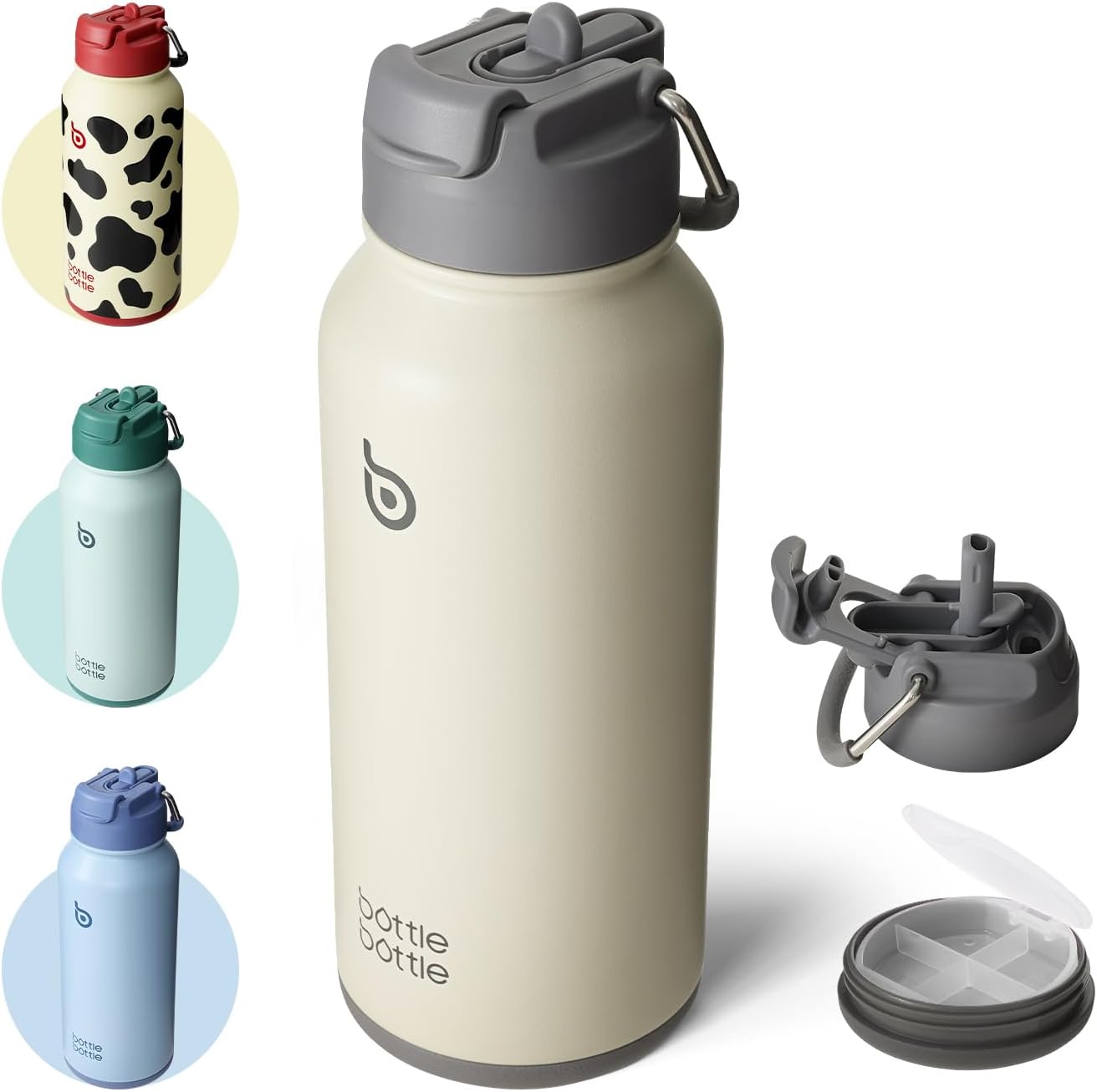 HYDOVEX BOTTLE 850ml (30oz) Insulated Water Bottle with Straw and Pill Holder