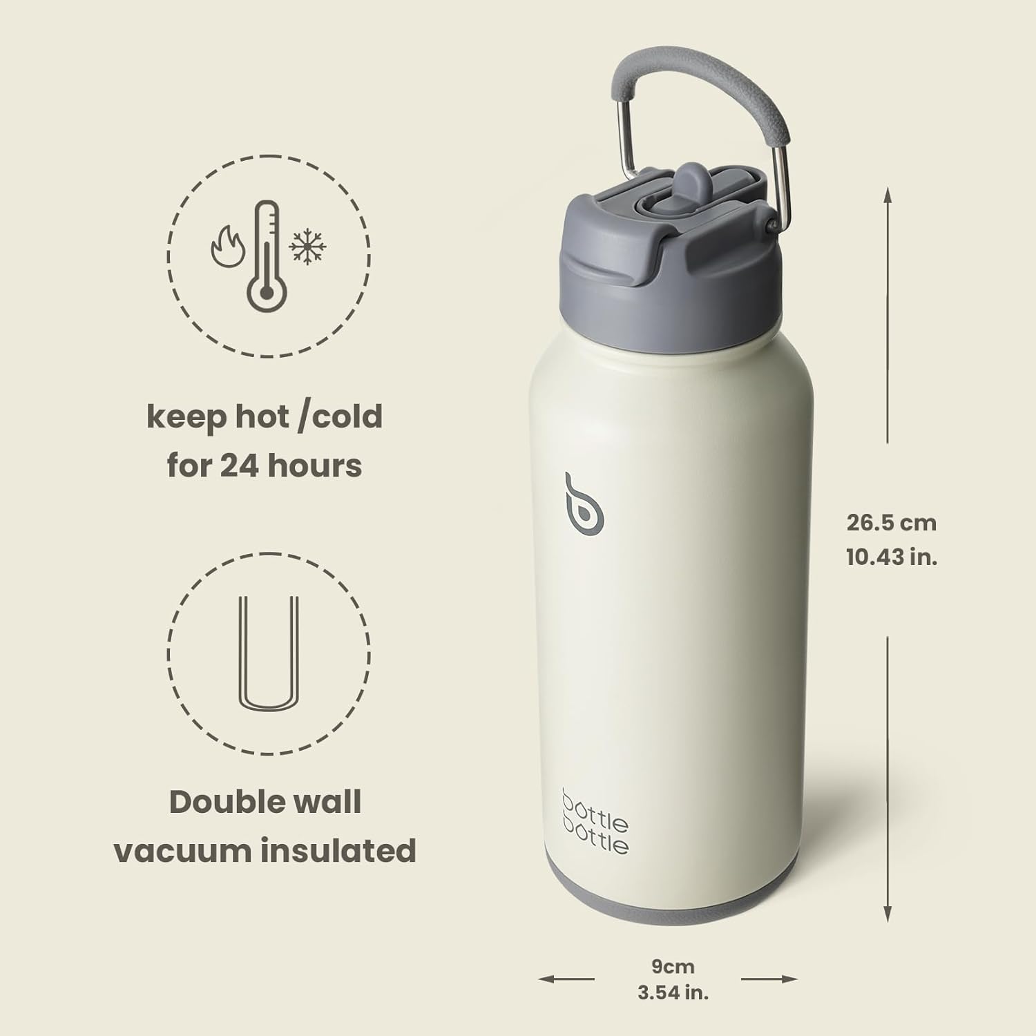 HYDOVEX BOTTLE 850ml (30oz) Insulated Water Bottle with Straw and Pill Holder