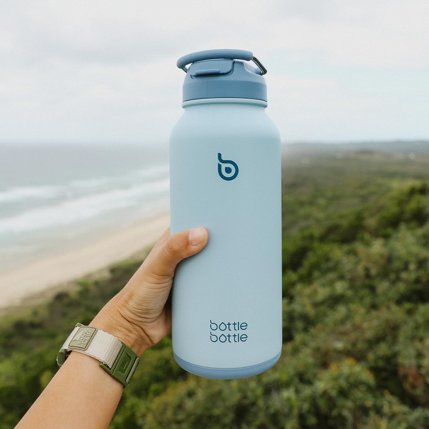 HYDOVEX BOTTLE 850ml (30oz) Insulated Water Bottle with Straw Blue – Thermos for Hot Beverages and Pill Holder